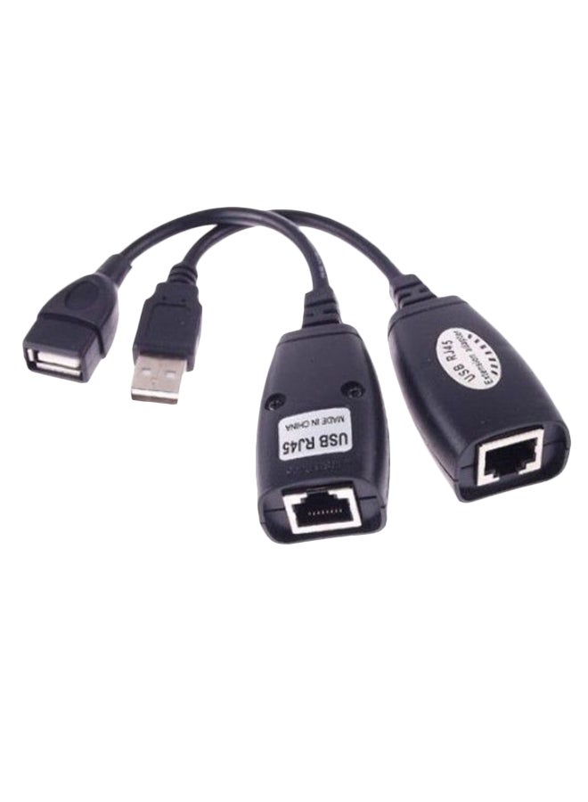 محول شبكة LAN الى منفذ USB طراز CAT5-RJ45 أسود - Image 1